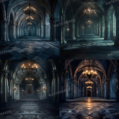 Haunted Castle Digital Backdrops | Gothic Photoshop Overlays for Studio Portraits, Halloween Themes & Dark Photography, Gothic Backdrop