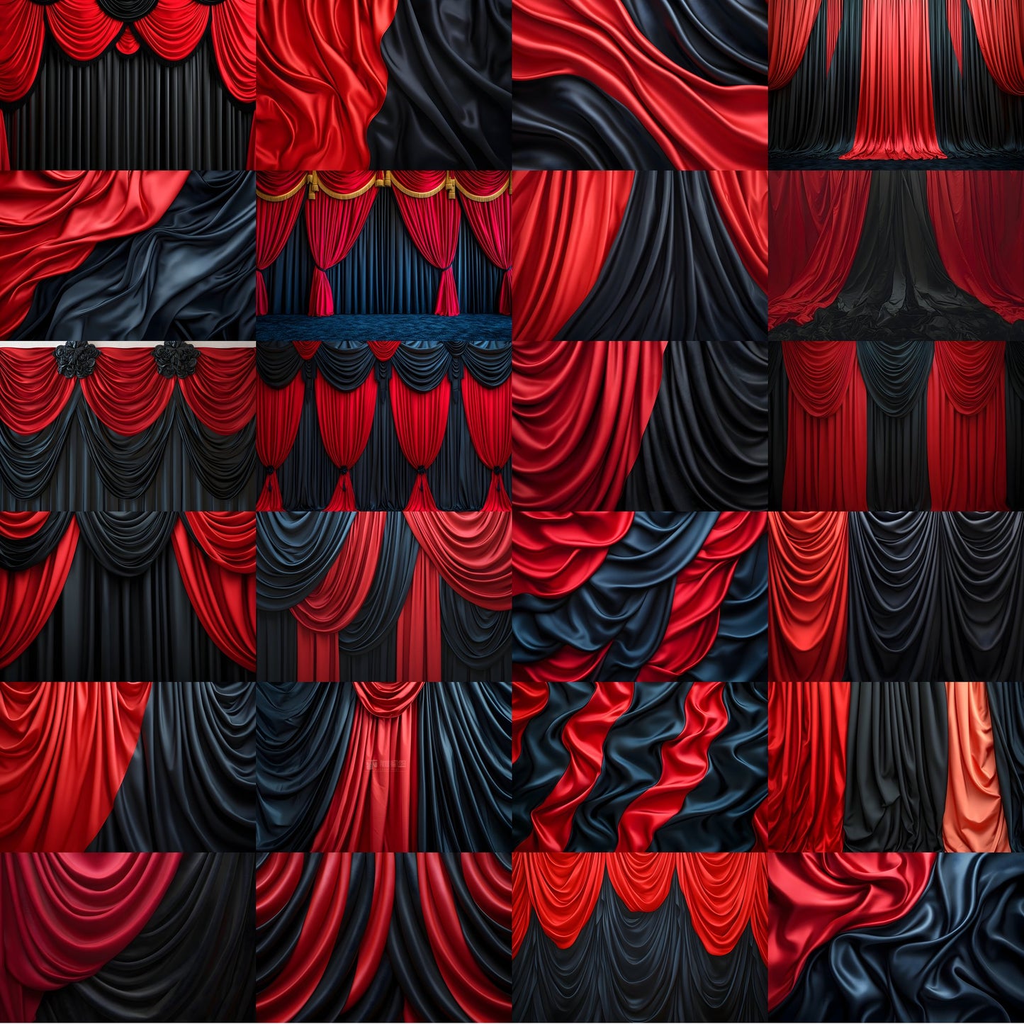 Scarlet Red Black Drapes Photography Backdrop, Digital Background for Portrait, Elegant Photo Booth, Studio Prop