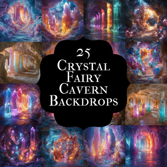 Crystal Fairy Cavern Digital Backdrops - High-Resolution PNGs for Creative Photography 96x96px Commercial Use
