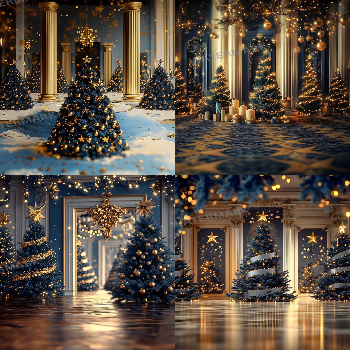 Blue Christmas Backdrops | Digital Icy Holiday Backgrounds | Winter Xmas Scenes | Christmas-backdrop