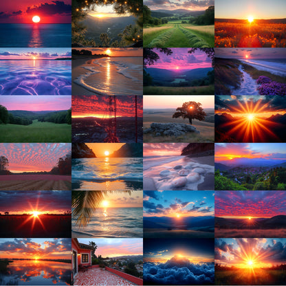 Sunset Photography Backdrop Bundle, Golden Hour Digital Backgrounds, Photo Overlays, Dreamy Sky Textures, Scenic Photography Resources