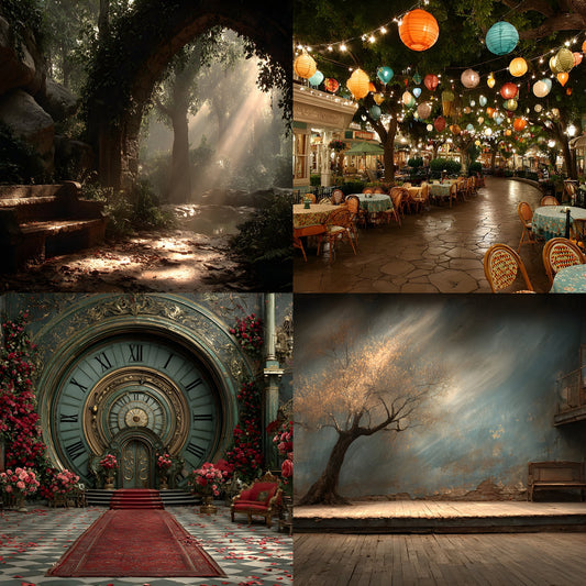 Alice in Wonderland Backdrop Bundle, Whimsical Digital Backgrounds for Photography, Fantasy Portrait Photography, Storybook Theme, Ratio