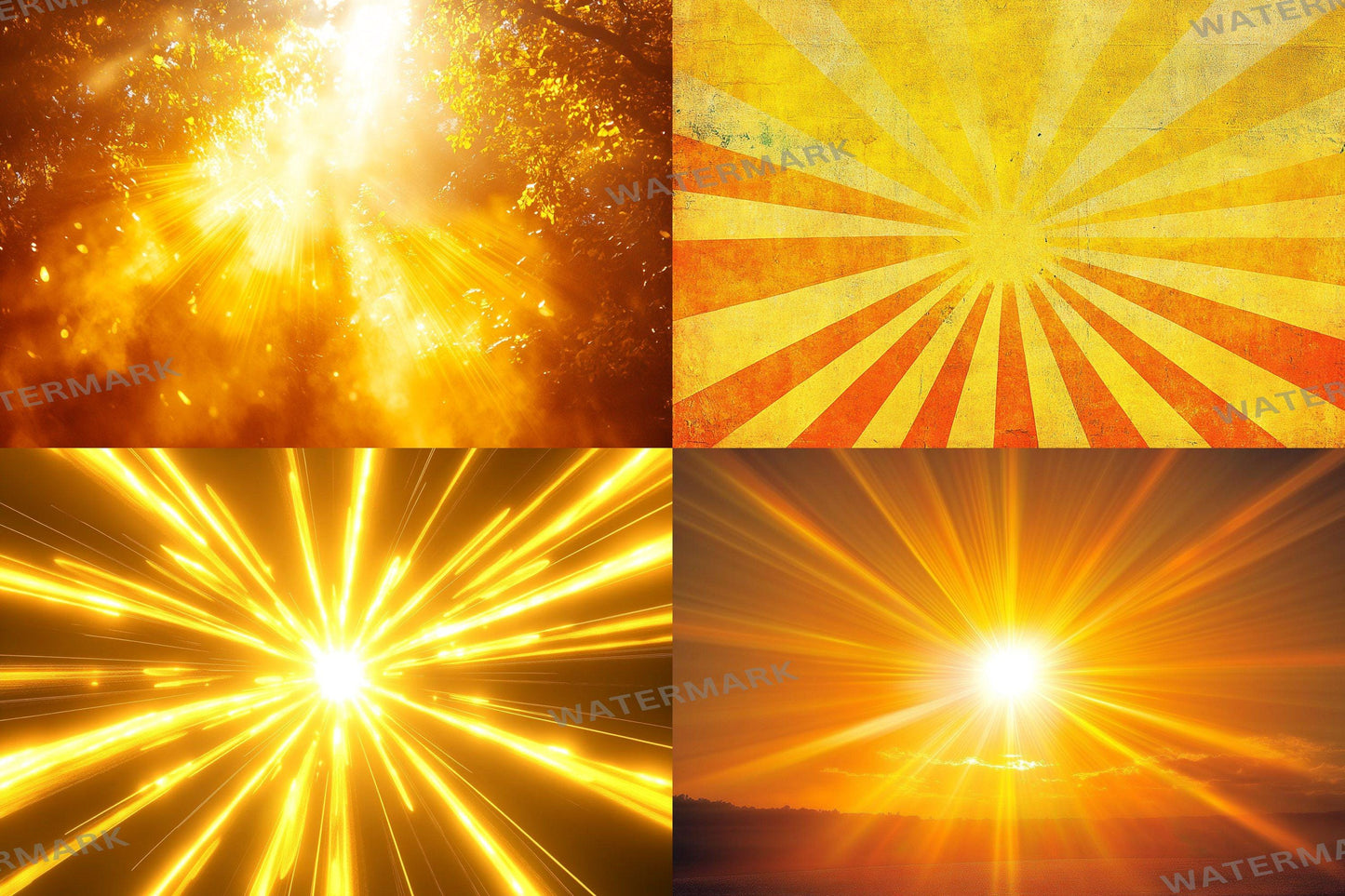 Yellow Sunburst Backdrop: 2PNGs for Retro Photo Backgrounds, Pop Art Photography Props, Groovy Sunshine Digital Backdrops