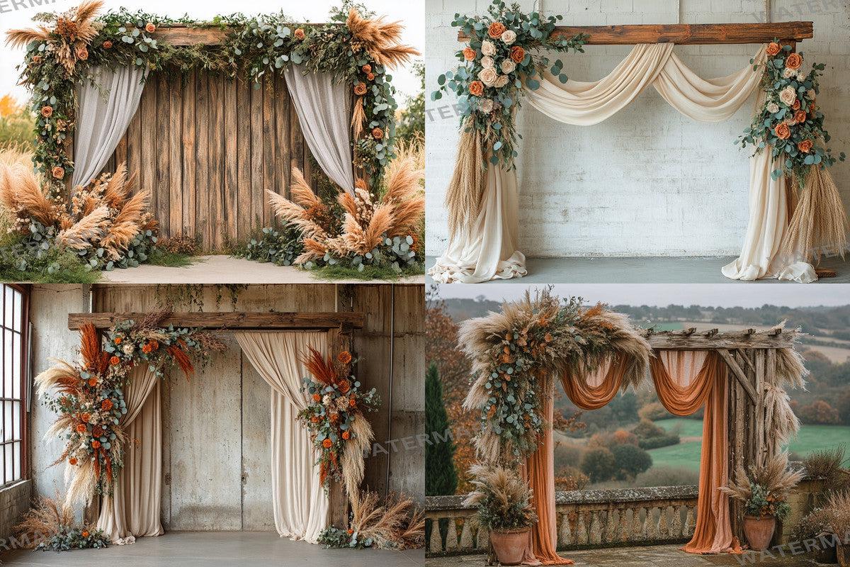 Boho Natural Wood Arch Backdrops for Photography - Warm Aesthetic Master Overlay PNGs - Digital Art  Design 00x00px