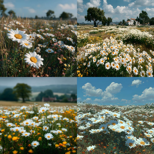 Daisies Field Digital Backdrop, Floral Photography Background, Spring Flower Photo Prop, Scene, High-Resolution Image for Stunning Portraits