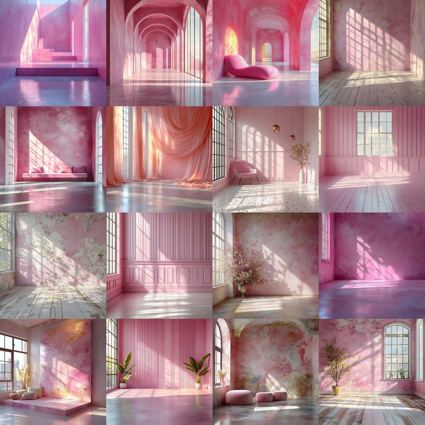 Pink Pastel Backdrops - Room Interiors, Photography Backdrops, Pastel Rooms, Maternity Digital Backdrop, Wedding Studio Overlays