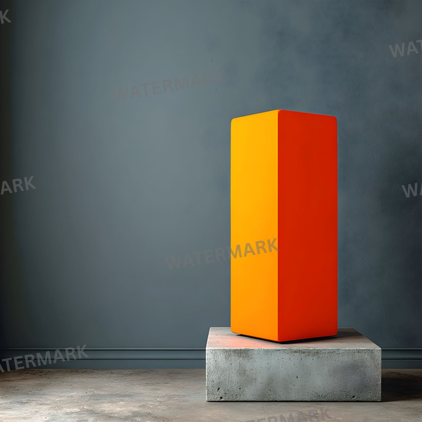 Orange Pedestal Photography Backdrop, Black Background, Square Photo Prop, Product Display Digital Background, Modern Still Life Photography