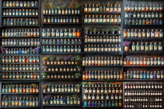 Vintage Apothecary Shelf Backdrop: 3PNGs, Potion Shop Photography, Witchy Herbalist Cabinet Scenes, Steampunk Curiosity Digital Backdrops