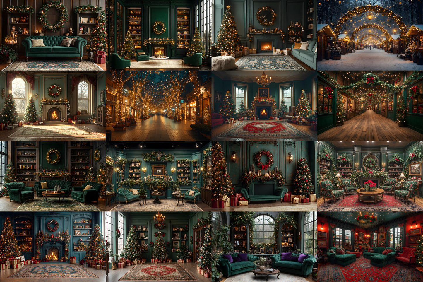 Green Christmas Backdrops, Christmas Background, Christmas Scene, Digital Christmas Wallpapers, Photoshop, Photography Backdrops - 3:2 Ratio