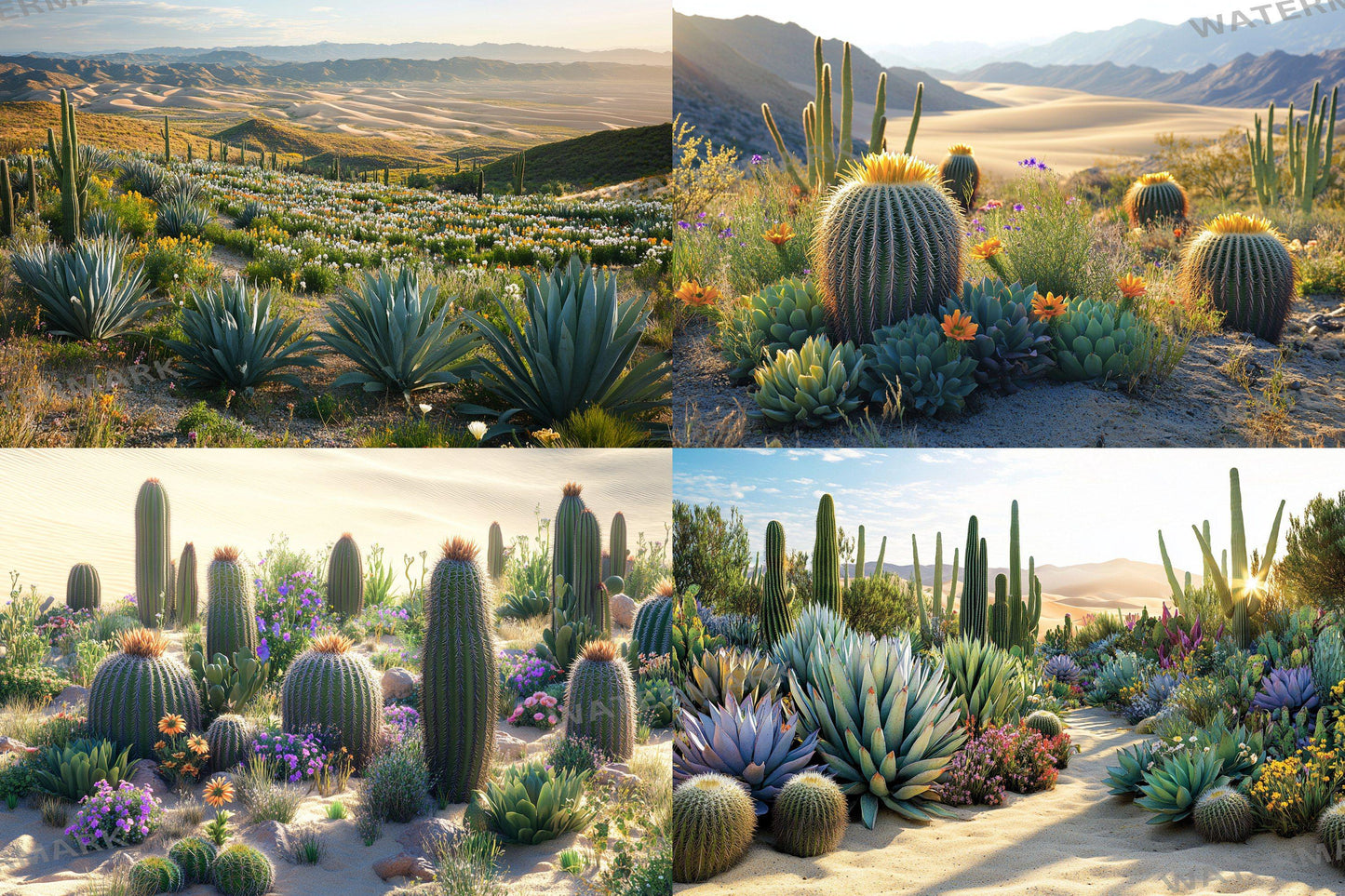 Desert Oasis Botanical Digital Backdrops Props: Lush Flatlay Backdrops, Large Photograph Backdrops, Backdrops - Photography Backgrounds