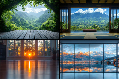 Yoga Studio Digital Backdrop Collection, Serene Meditation Backgrounds for Photographers, Peaceful Poses, High-Resolution Images, Ratio