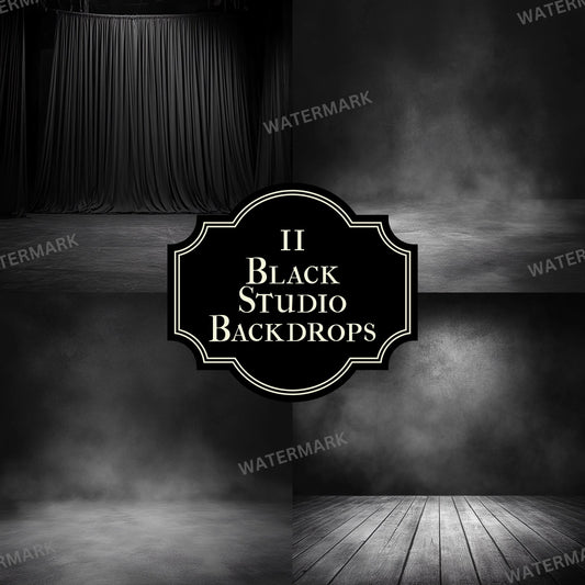Black Studio Backdrops - Photography Backdrops, Portraits, Product Photography - Includes Solid Black, Textured Black, and Smoky Backdrops