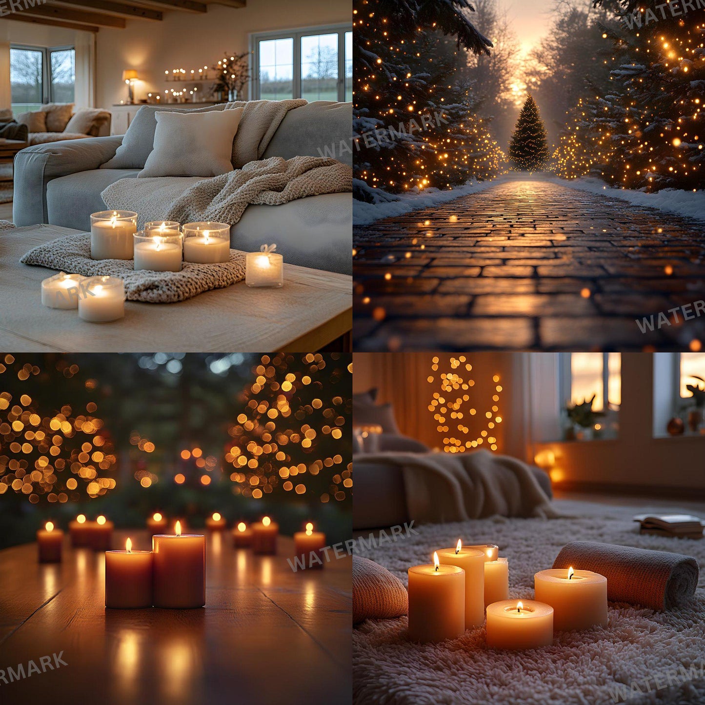 Warm Lights Digital Backdrops - Cozy Christmas Photo Backdrops - Photography, Newborn, Maternity & Family Portraits - Festive Wallpapers