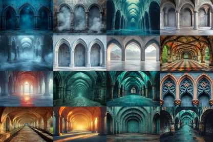 Wizarding School Arches Backdrop - Magical Gothic Photography Background - Fantasy Photoshop Overlay for Dark Academia & Mystic Themes