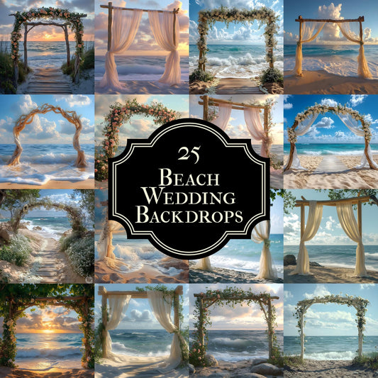 Stunning Beach Wedding Backdrops | Ocean-Themed Ceremony Arches for Seaside Weddings - Floral Arch Backgrounds - Maternity Backdrops