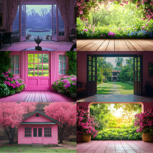 Royal Pink Garden Digital Backdrop, Floral Photography Background, Princess Portrait, Wedding Photo Booth High-Res Download