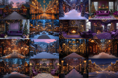 Purple Christmas Backdrops, Christmas Background, Digital Christmas Wallpapers, Photoshop, Photography Backdrops - 3:2 Ratio