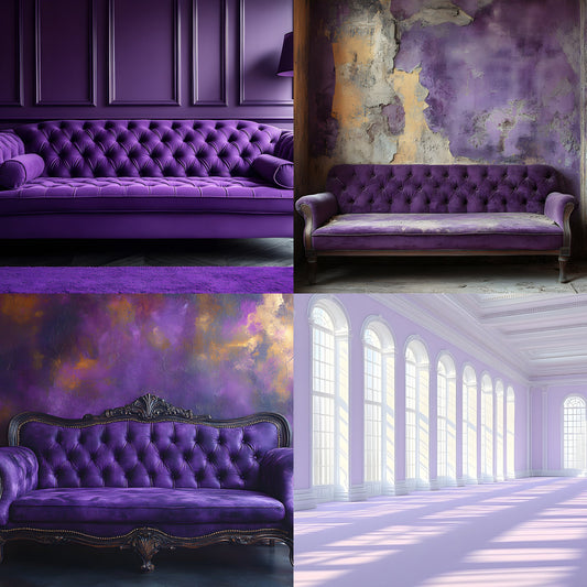 Purple Vintage Room Digital Backdrop, Photography Background for Portrait, Dreamy Photo Booth Prop, Fine Art Photography