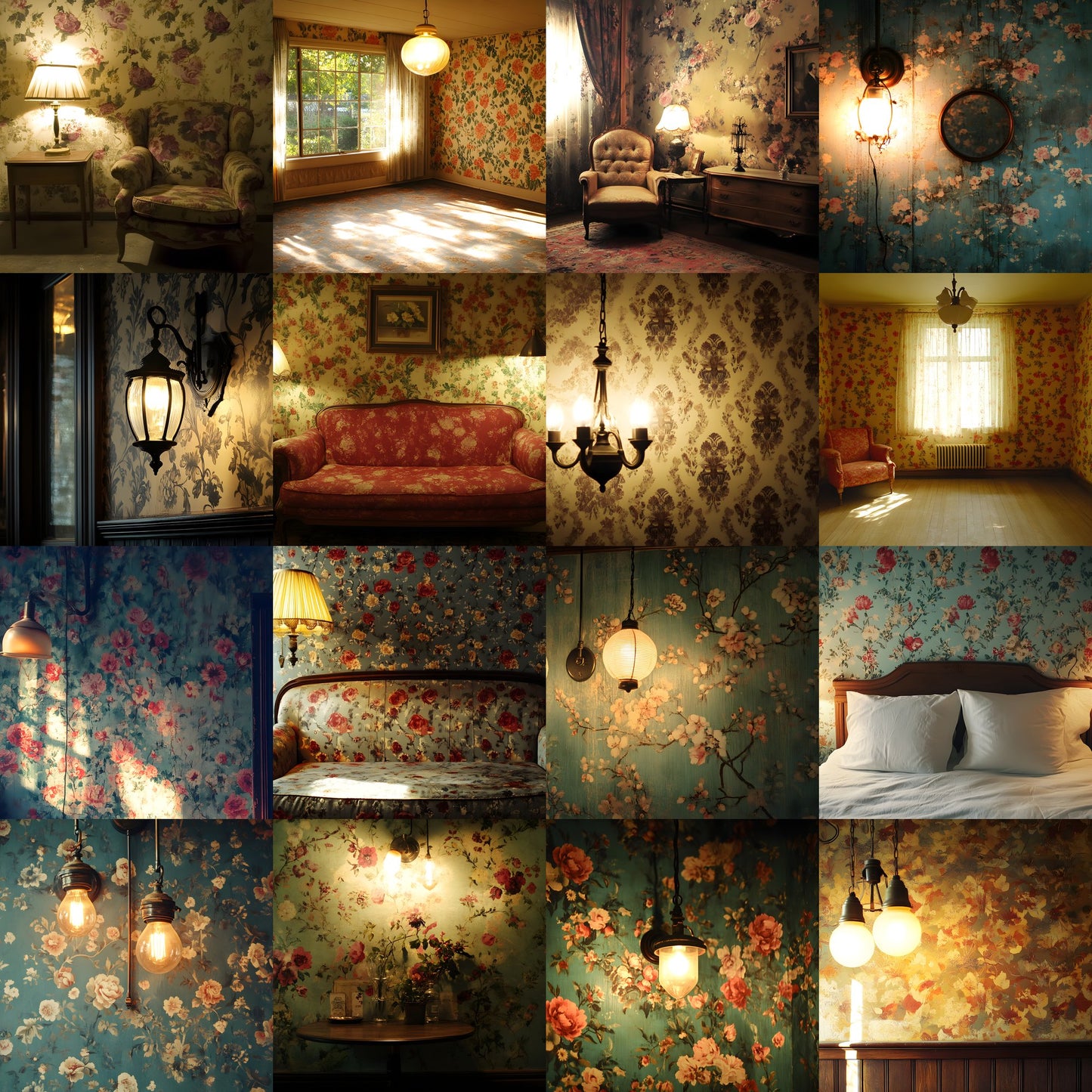 Vintage Wallpaper Room Digital Backdrop, Photography Backgrounds, Antique Interior Photo Prop, High-Res Image for Photographers