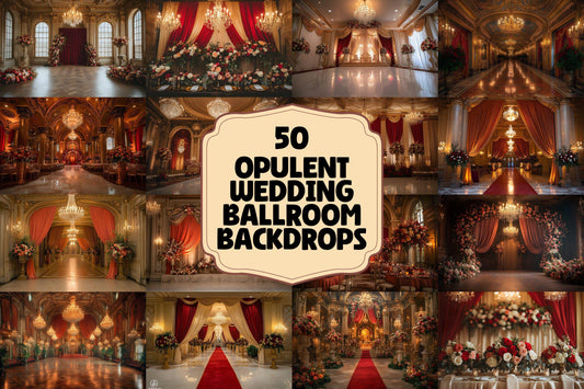 Opulent Wedding Ballroom Backdrops | Digital Backgrounds for Photoshop Composites and Luxury Designs - Wedding Backdrops