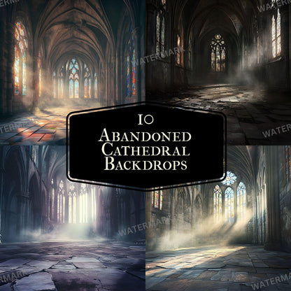 Abandoned Cathedral Digital Backdrops for Portrait Photography - 96x96px Photoshop Composites