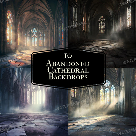 Abandoned Cathedral Digital Backdrops for Portrait Photography - 96x96px Photoshop Composites