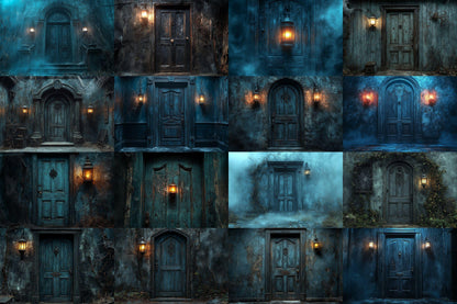 Haunted Mansion Door Backdrops ��������� Spooky Grunge Backdrops for Halloween & Gothic Photography Sessions - Gothic Backdrops and Backgrounds