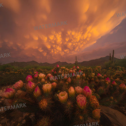 Arizona Desert Photography Backdrop, Southwestern Bloom Digital Background, Photo Booth Prop, Online Meeting Virtual Background