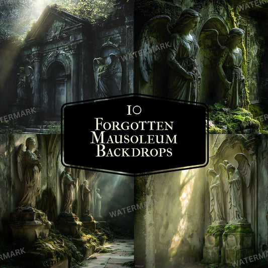 Forgotten Mausoleum Photography Backdrop  Digital Portrait Overlays for Stunning Composites 12 Designs 96x96px