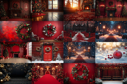 Christmas Backdrop, Digital Backdrop, Santa Christmas Backdrop For Kids Family, Festive Digital Download Christmas Background