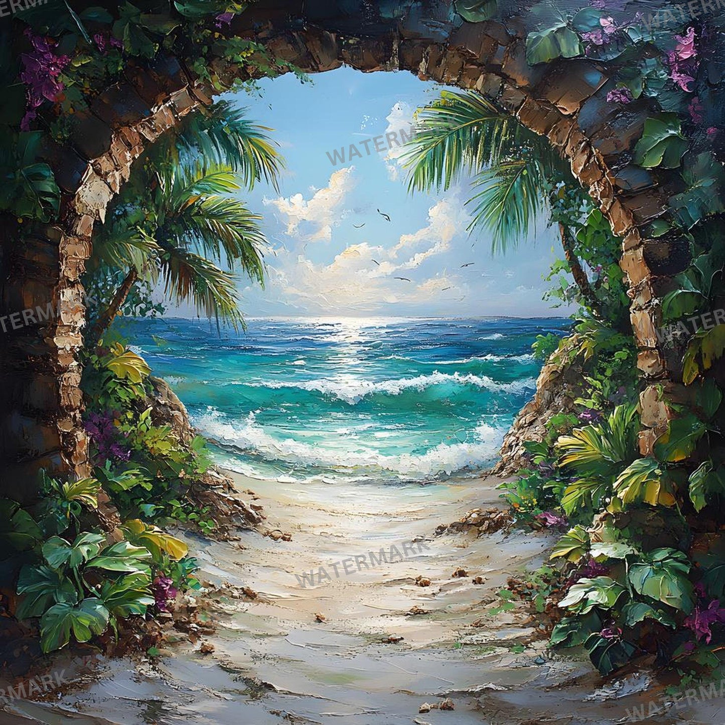 Tropical Paradise Backdrops - Stunning Beach, Sunset & Crystal Waters Digital Backgrounds - Beach Portrait Studio Backgrounds