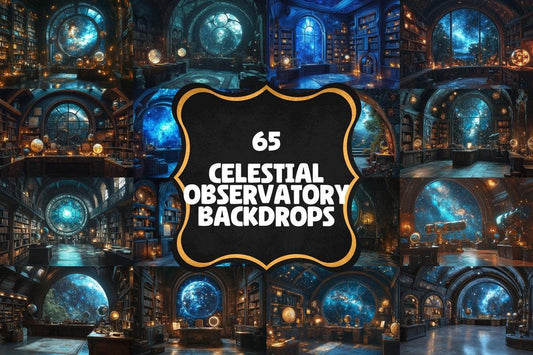 Celestial Observatory Backdrops - Celestial Photography Backdrops, Photoshop - School of Wizarding Backdops - Magical Celestial Backgrounds