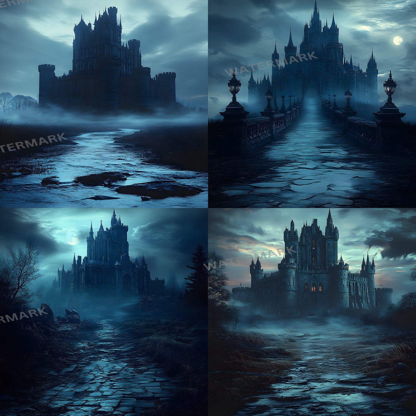 Castle Backdrops | Fantasy Castle Backgrounds | Medieval Scenes - Gothic, Halloween, Witchcraft Castle Backgrounds - Digital Backdrops