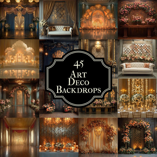 Art Deco Backdrops - 4Vintage Photoshop Master Overlays for Wedding, Maternity, Event Design, and Elegant Photoshop Composite Backgrounds
