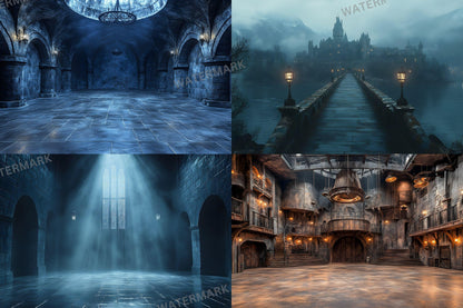 Wizarding School Scene Collection - 9Magical PNG Backdrops for Enchanting Designs - 00x00px Commercial Use Allowed