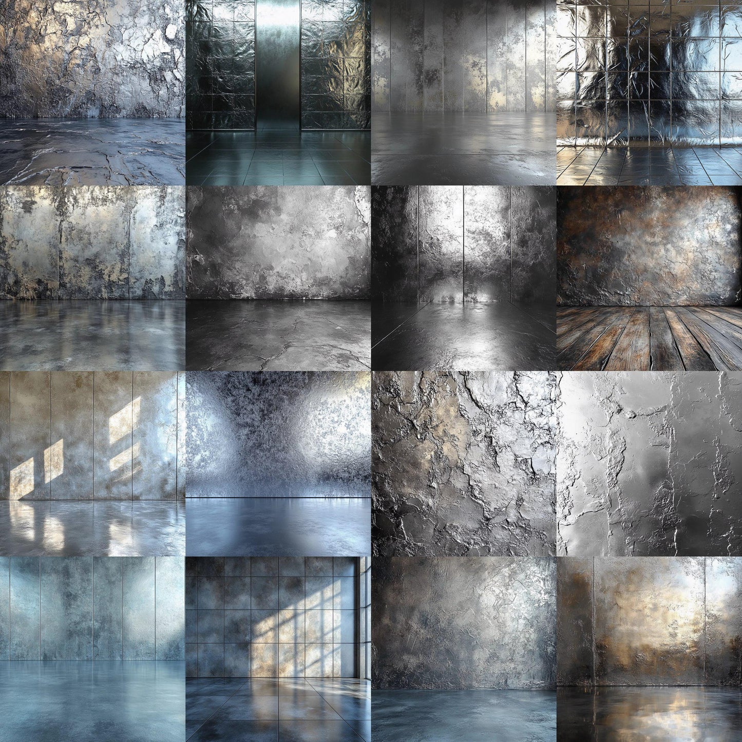 Silver Texture Backdrops - Perfect for Product & Portrait Photography, Photoshop Composites, Master Overlays, Elegant Silver Backgrounds