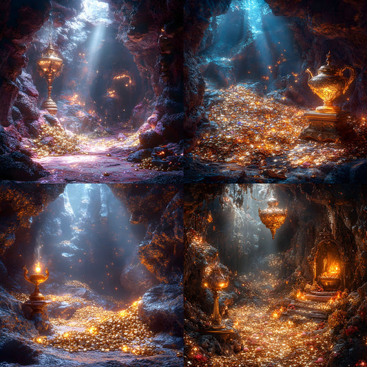 Aladdin's Cave Digital Backdrop, Enchanted Arabian Nights Background, Square Photography Prop, Fantasy Photo Booth, Magical Adventure Scene, JPEG Images