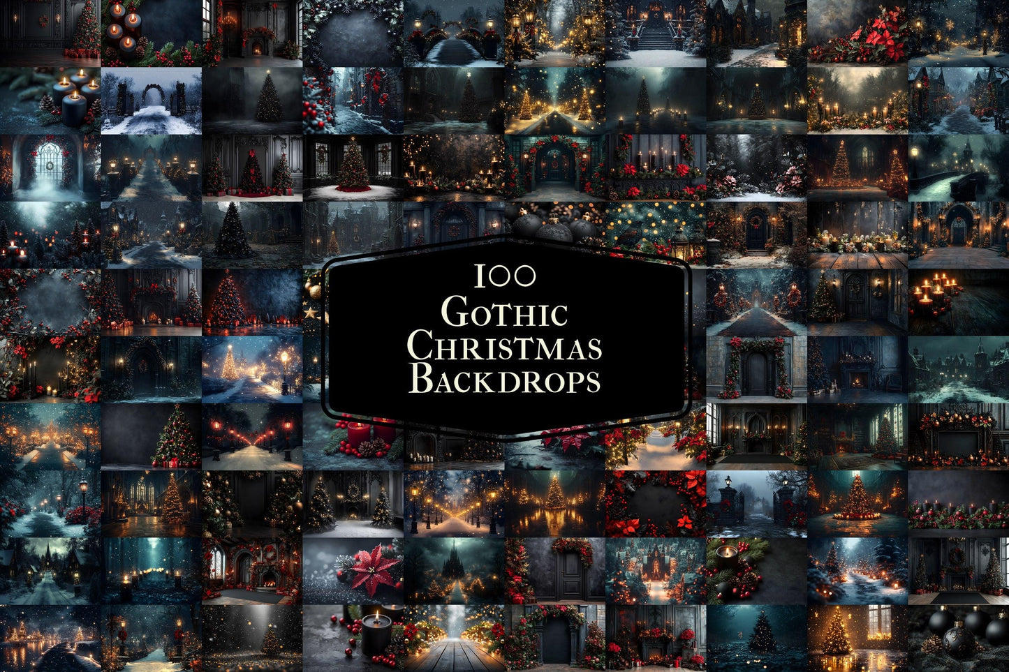 Gothic Christmas Backdrops, Black Christmas Backgrounds, Gothic Festive Dark Hue Xmas, Photography, Photoshop - 3:2 Ratio - 00x00px