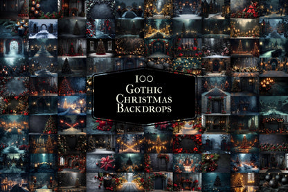 Gothic Christmas Backdrops, Black Christmas Backgrounds, Gothic Festive Dark Hue Xmas, Photography, Photoshop - 3:2 Ratio - 00x00px