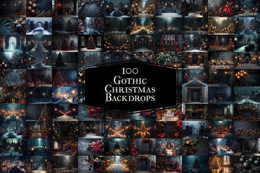 Gothic Christmas Backdrops, Black Christmas Backgrounds, Gothic Festive Dark Hue Xmas, Photography, Photoshop - 3:2 Ratio - 00x00px