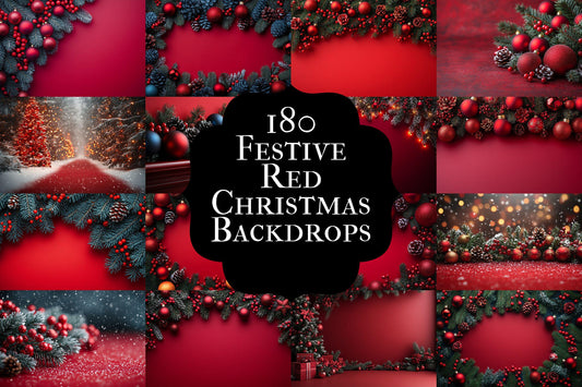Festive Red Christmas Digital Backdrops - Holiday Junk Journal & Scrapbook Papers - Xmas Textured Backgrounds - Printable Digital Art