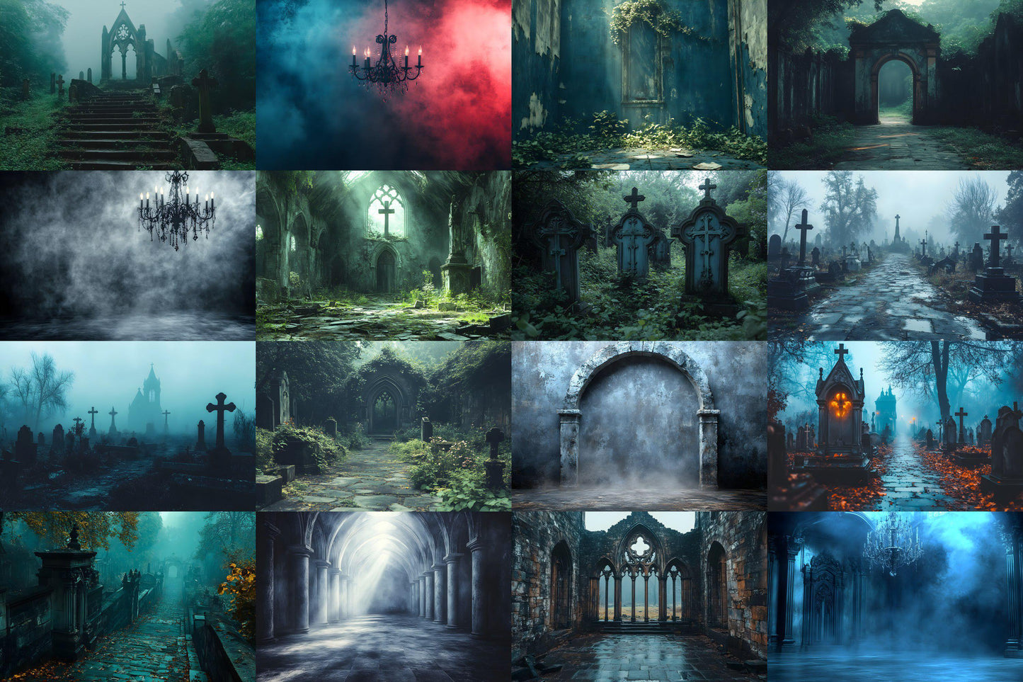 Gothic Backdrops for Photography, Dark Digital Backgrounds, Spooky Halloween Overlays, Gothic Scenes, and Photoshop PNGs