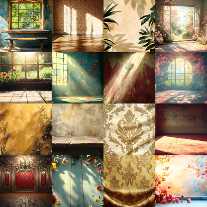 Vintage Sunlit Room Digital Backdrop, Wallpaper Backgrounds, Photography, Dreamy Photo Booth, High-Res Images, Scenic Photography