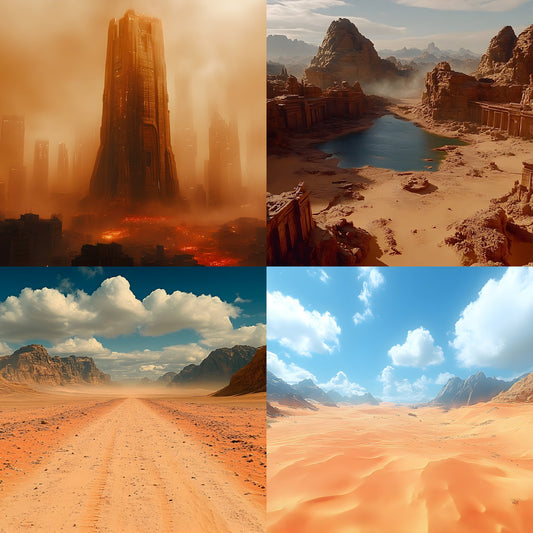 Cyberpunk Desert Digital Backdrop Set, Sci-Fi Backgrounds for Photography, Blade Runner Inspired, High-Res Futuristic Photo Overlays