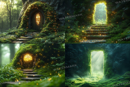 Fairy Forest Backdrops - Enchanted Woodland Scenes, Magical Doorways and Fairy Lights - Photography Master Composites - Fairy Backgrounds