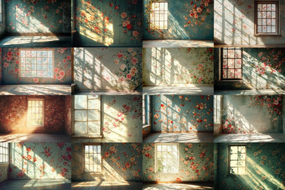 Vintage Floral Wallpaper Backdrops - Textured PNG Designs for Digital Artists Photographers  Designers