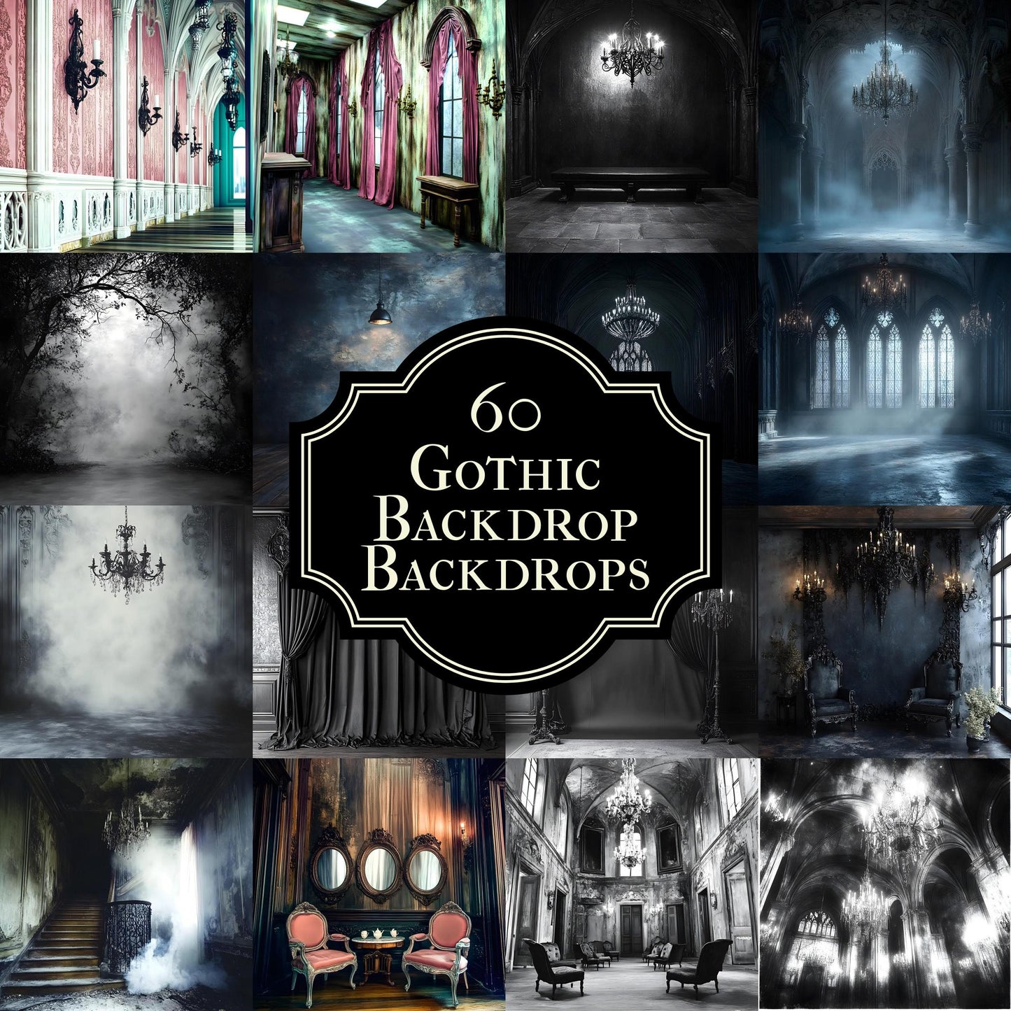 Gothic Digital Backdrops | Dramatic Photoshop Overlays for Dark Photography, Fine Art Portraits & Halloween Themes, Gothic Backgrounds