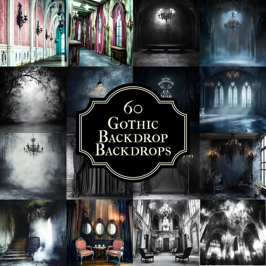 Gothic Digital Backdrops | Dramatic Photoshop Overlays for Dark Photography, Fine Art Portraits & Halloween Themes, Gothic Backgrounds