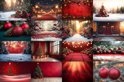 Christmas Backdrop, Digital Backdrop, Santa Christmas Backdrop For Kids Family, Festive Digital Download Christmas Background