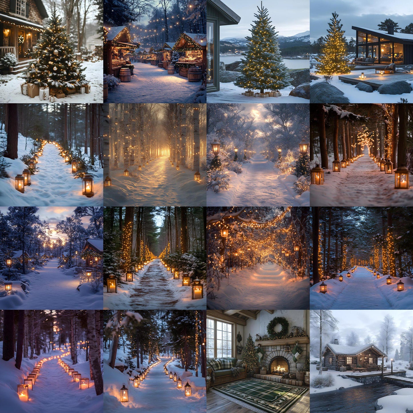 Enchanting Nordic Christmas Backdrops - Festive Winter Wonderland Scenes for Holiday Photography, Digital Art, Kids, Family Portraits